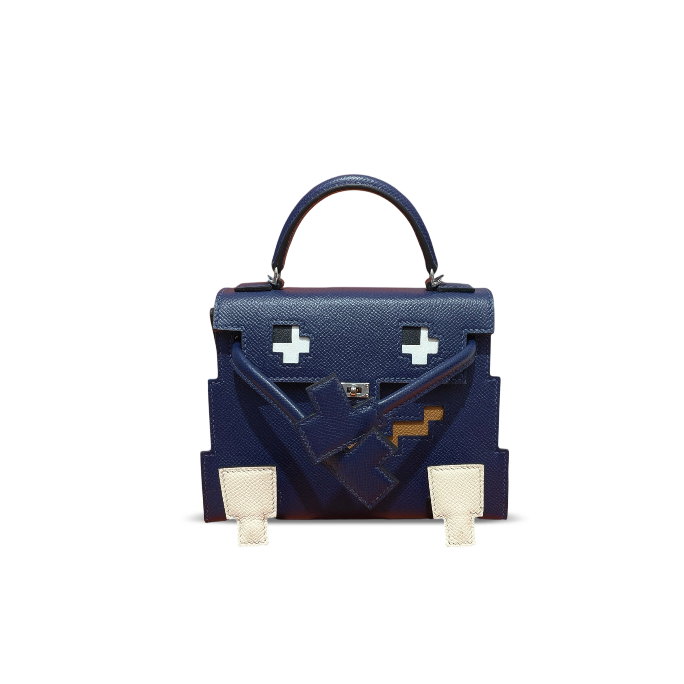 HERMÈS KELLY DOLL PICTO EPSOM PALLADIUM HARDWARE (16*12*7cm)